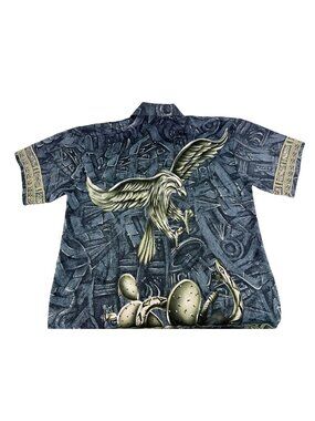 Vintage 90s ZEN AOP Tribal Southwest Eagle Snake Cactus Shirt Oversized Size M